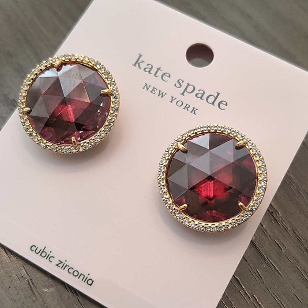 NEW Kate Spade She Has Spark Earrings in Fuchsia/Gold - Picture 3 of 5